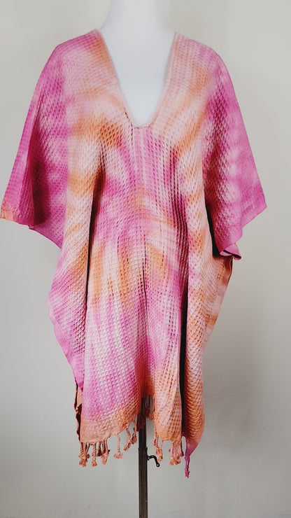 Paréo de plage taille unique – idéal pour la plage, orange/rose
