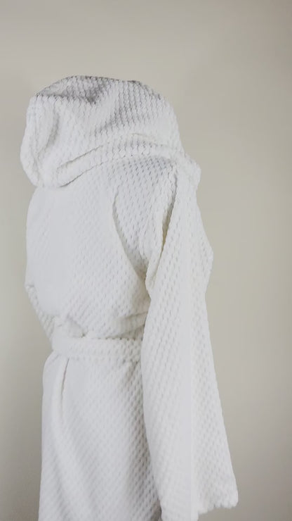 Peignoir unisexe, peignoir de plage, peignoir de spa avec poches, peignoir blanc à pompons