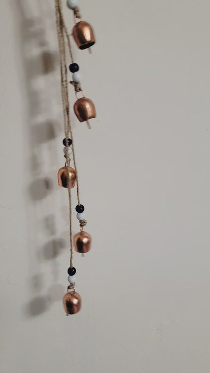Carillon éolien en cuivre avec perles œil porte-bonheur, décoration de jardin d’extérieur