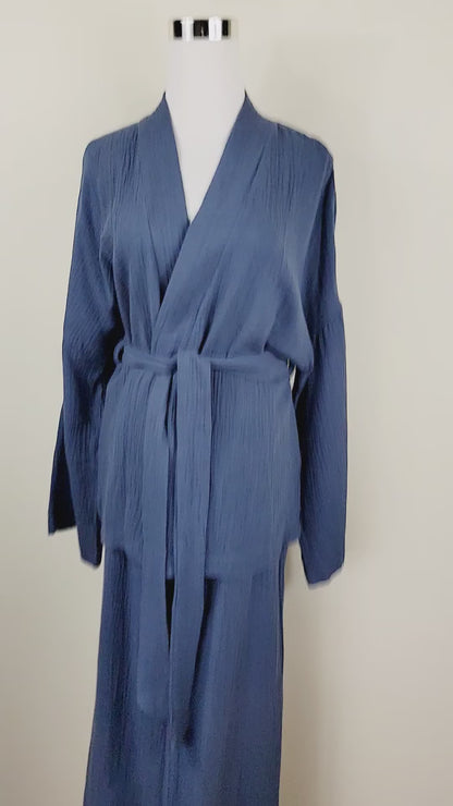 Breathable Muslin Set for Women, Versatile Everyday Wear, Blue