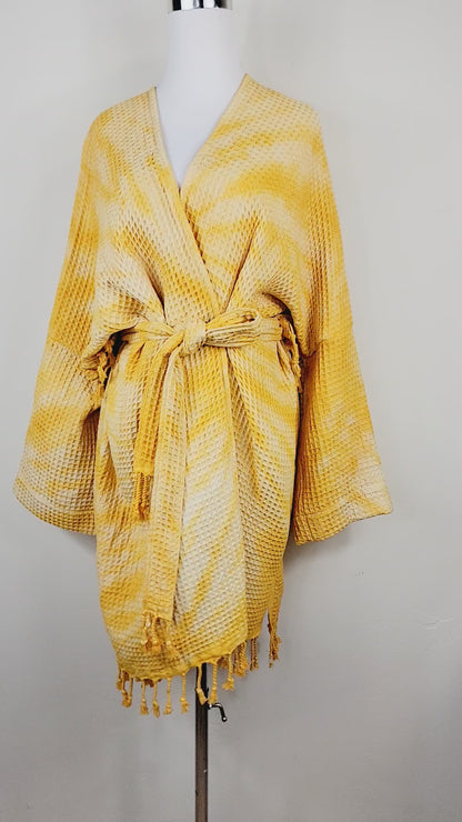 Unisex Cotton Waffle Robe, Honeycomb Weave Bath, Beach & Spa Robe, One Size Oversized