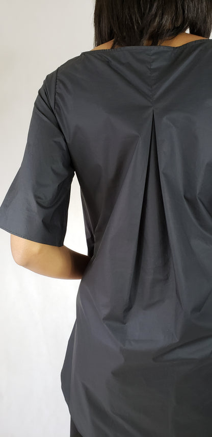 BLACK A-LINE COTTON DRESS - SHIRT - EEBRU