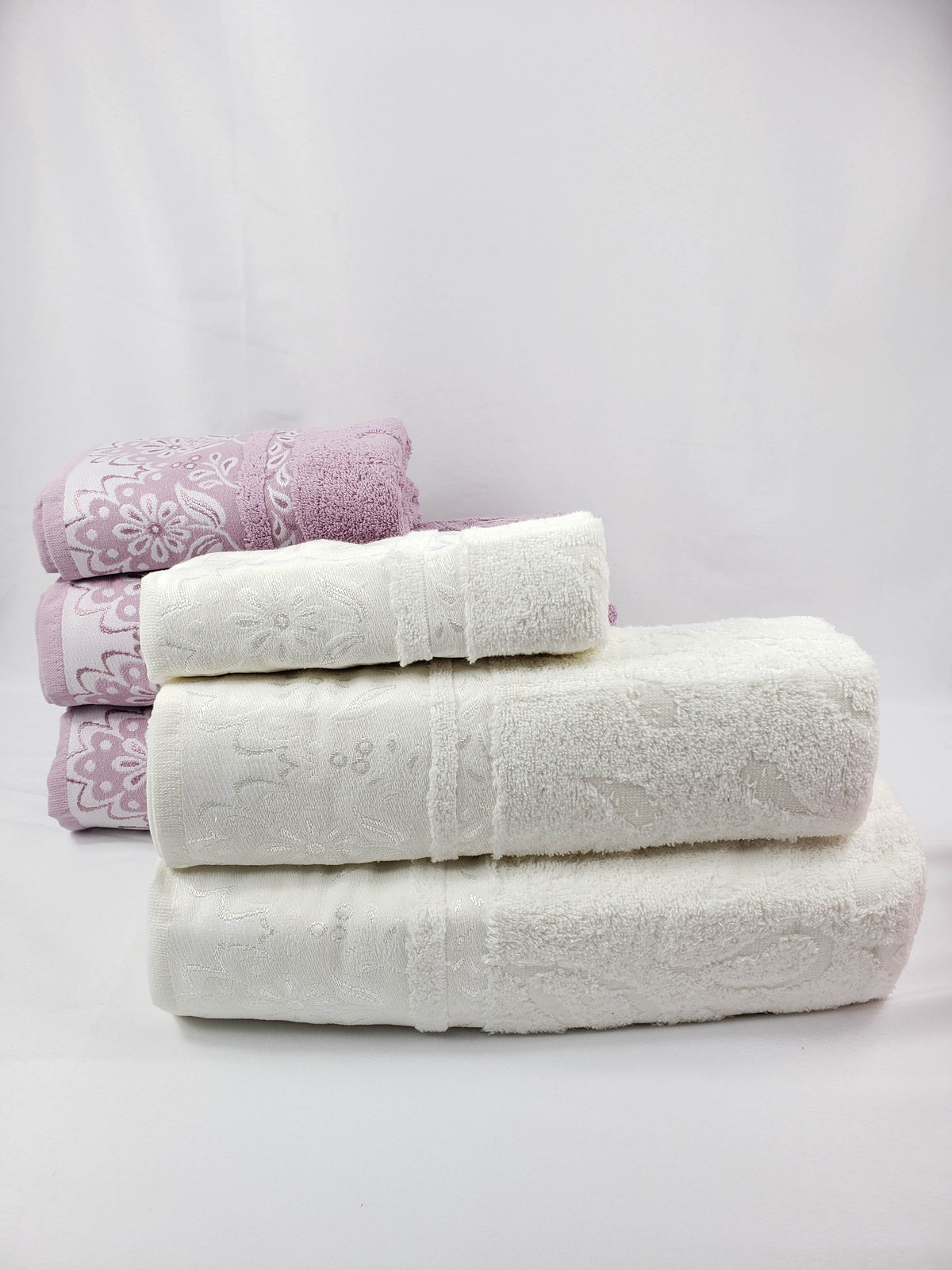SERVIETTE DE BAIN / SERVIETTE POUR LES MAINS Qualité supérieure - BLANC VIOLET