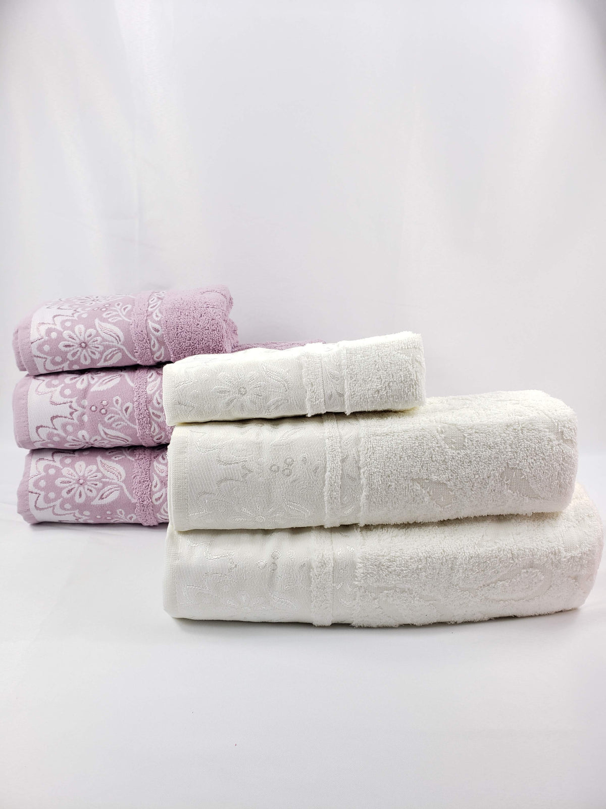 SERVIETTE DE BAIN / SERVIETTE POUR LES MAINS Qualité supérieure - BLANC VIOLET