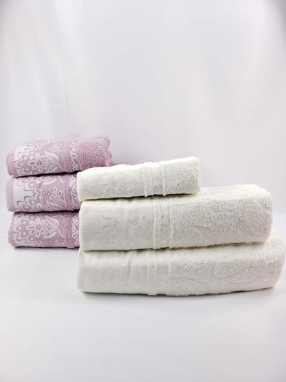 SERVIETTE DE BAIN / SERVIETTE POUR LES MAINS Qualité supérieure - BLANC VIOLET