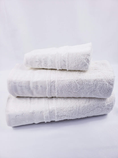 SERVIETTE DE BAIN / SERVIETTE POUR LES MAINS Qualité supérieure - BLANC VIOLET