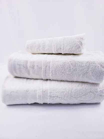 SERVIETTE DE BAIN / SERVIETTE POUR LES MAINS Qualité supérieure - BLANC VIOLET