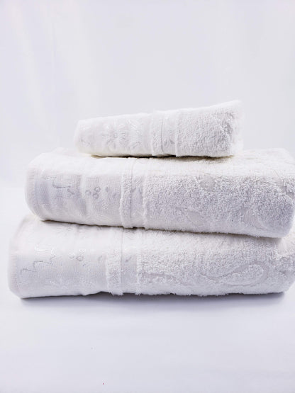 SERVIETTE DE BAIN / SERVIETTE POUR LES MAINS Qualité supérieure - BLANC VIOLET