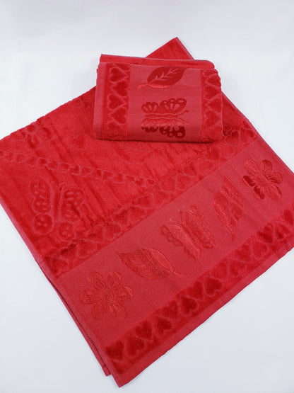 TOALLA DE BAÑO / MANOS TERCIOPELO - Mariposa Roja