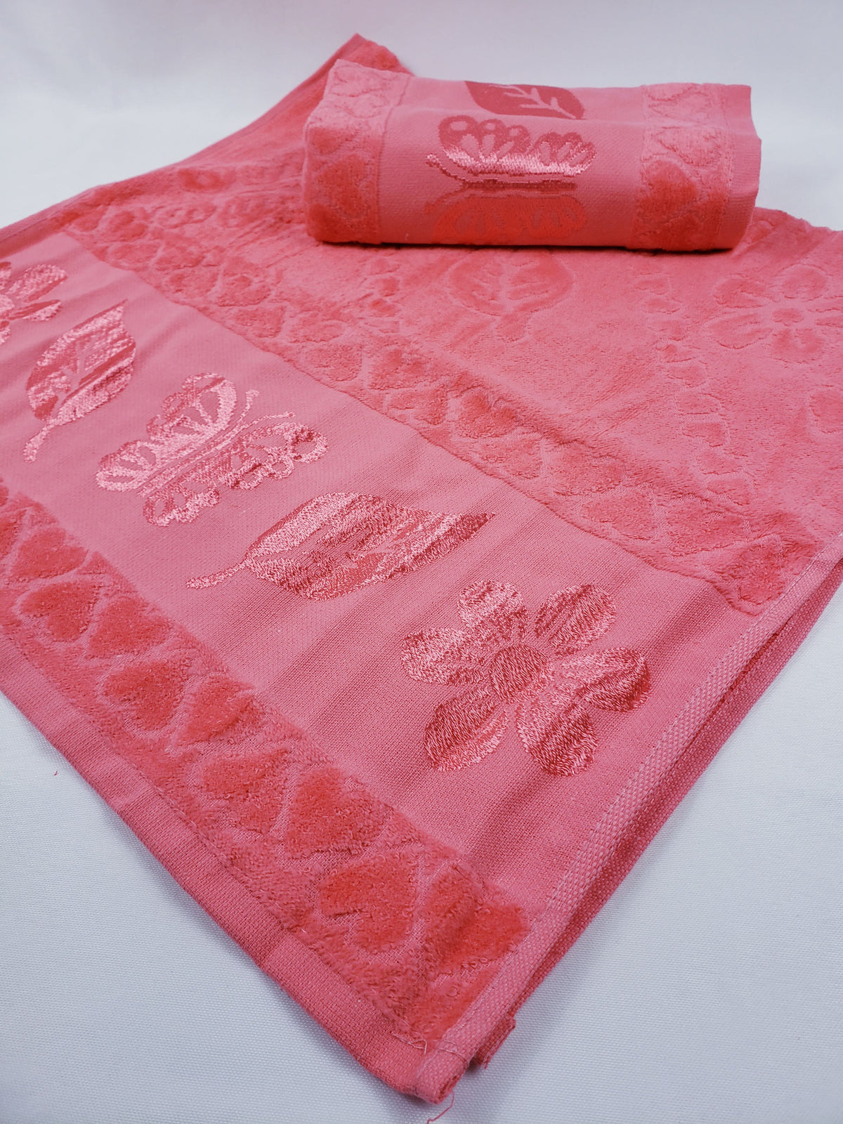 BATH / HAND VELVET TOWEL - Pink Butterfly