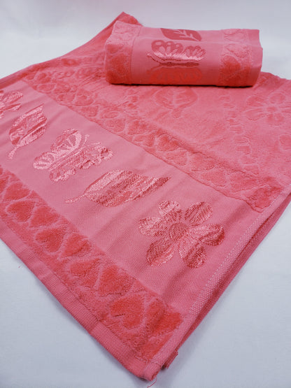BATH / HAND VELVET TOWEL - Pink Butterfly