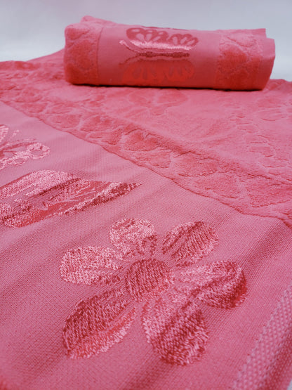 BATH / HAND VELVET TOWEL - Pink Butterfly
