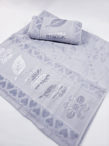 BATH / HAND VELVET TOWEL - Gray Butterfly