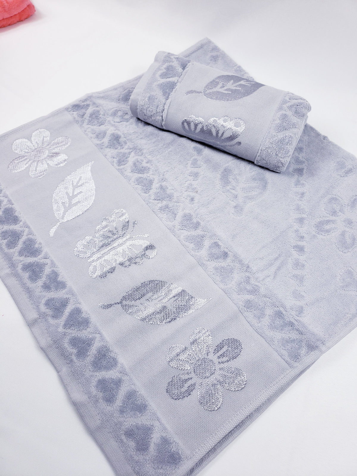 BATH / HAND VELVET TOWEL - Gray Butterfly