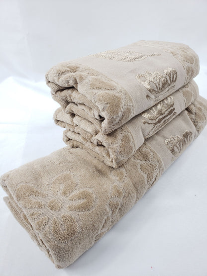 SERVIETTE VELOURS DE BAIN / POUR LES MAINS - Papillon beige