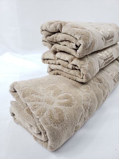 SERVIETTE VELOURS DE BAIN / POUR LES MAINS - Papillon beige