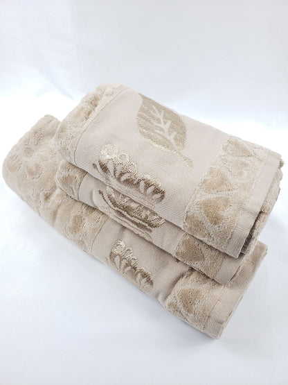 SERVIETTE VELOURS DE BAIN / POUR LES MAINS - Papillon beige