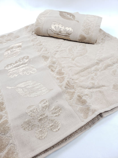 SERVIETTE VELOURS DE BAIN / POUR LES MAINS - Papillon beige