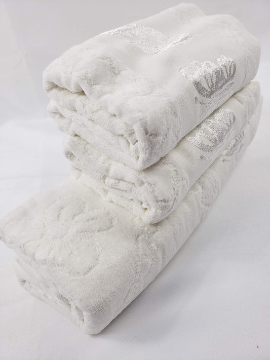 BATH / HAND VELVET TOWEL - White Butterfly