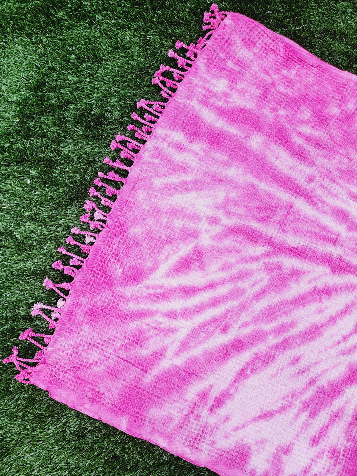Plaid 100 % coton 40 x 70 tie-dye fait main décoration d'intérieur légère rose