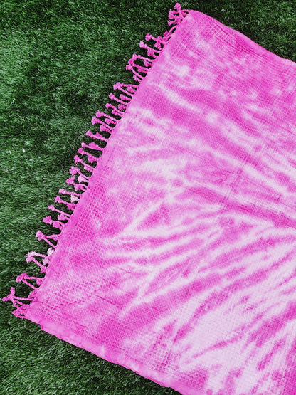 Plaid 100 % coton 40 x 70 tie-dye fait main décoration d'intérieur légère rose