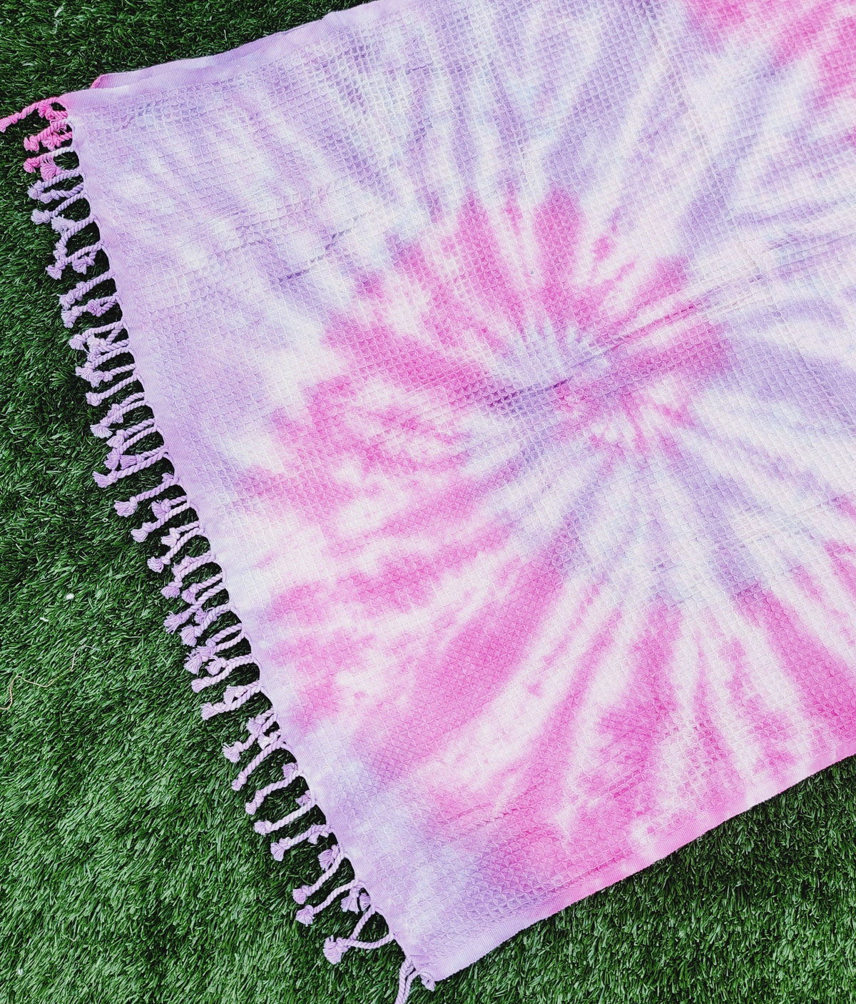 Plaid 100 % coton 40 x 70 tie-dye fait main décoration d'intérieur légère