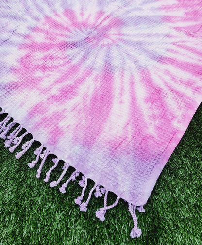 Plaid 100 % coton 40 x 70 tie-dye fait main décoration d'intérieur légère