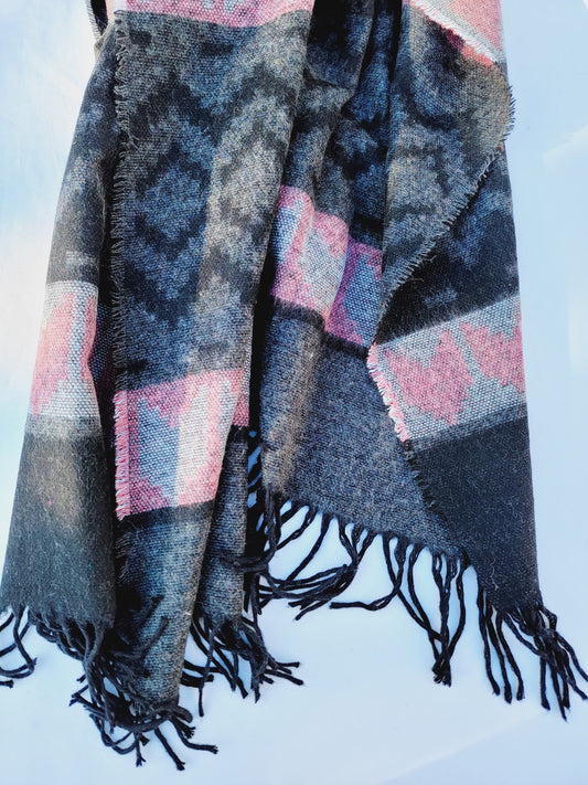 Scarf, Shawl, Extra Soft Unisex Head Cover - Gray/Blush
