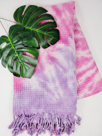 Plaid 100 % coton 40 x 70 tie-dye fait main décoration d'intérieur légère