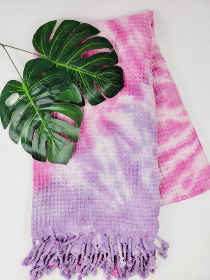 Plaid 100 % coton 40 x 70 tie-dye fait main décoration d'intérieur légère