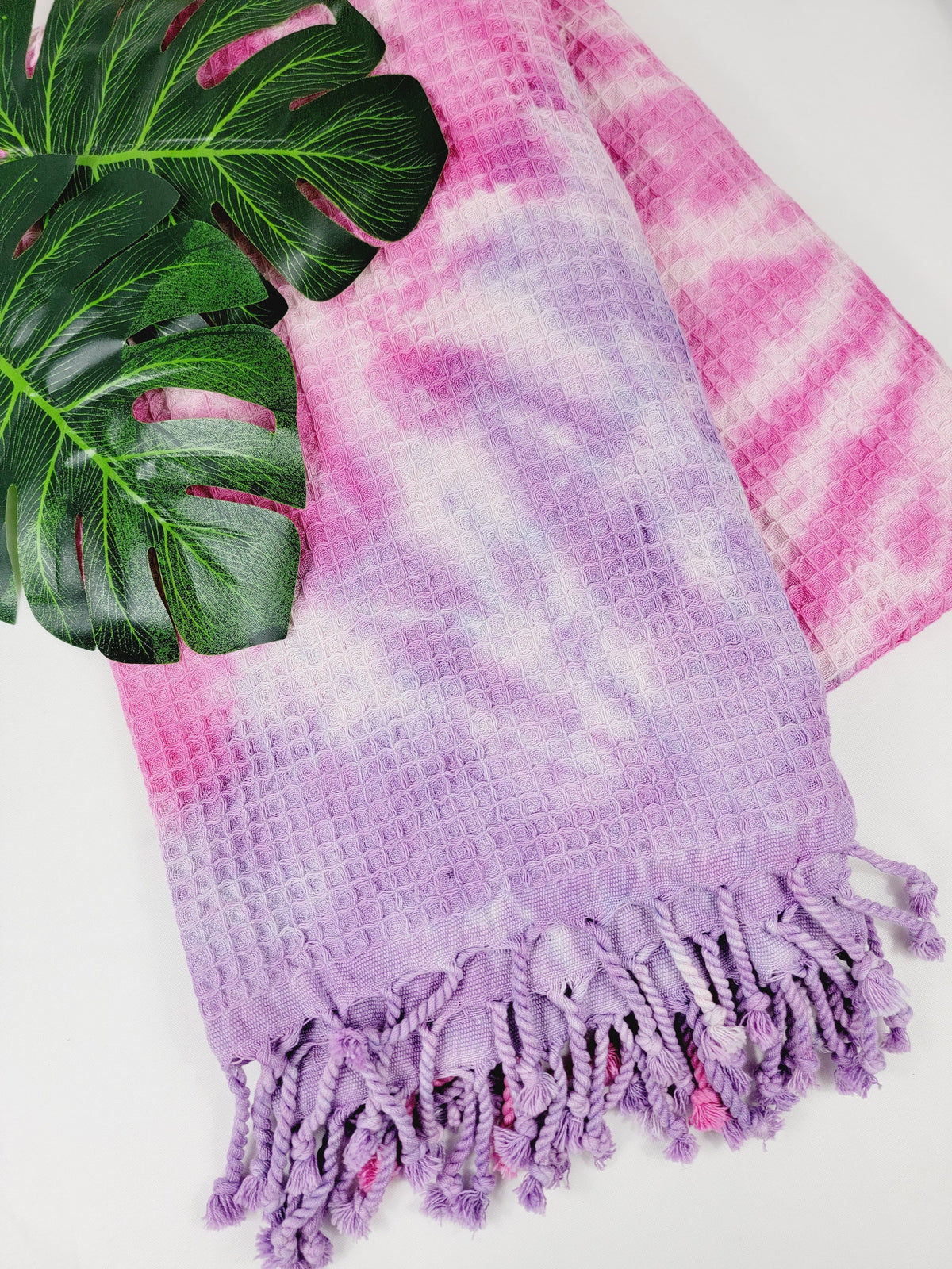 Plaid 100 % coton 40 x 70 tie-dye fait main décoration d'intérieur légère
