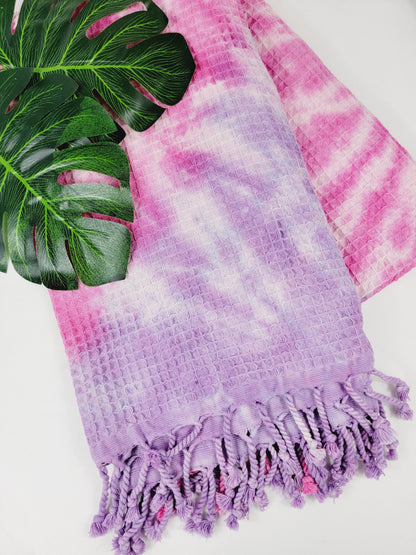 Plaid 100 % coton 40 x 70 tie-dye fait main décoration d'intérieur légère