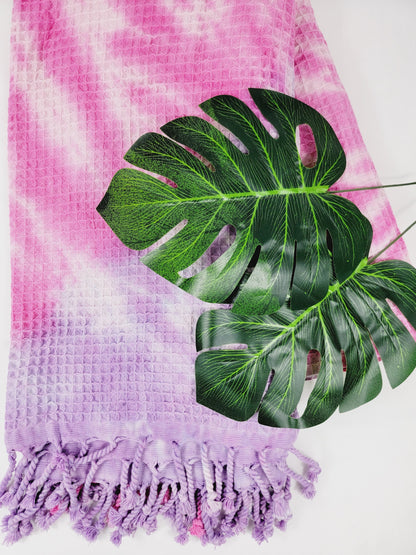 Plaid 100 % coton 40 x 70 tie-dye fait main décoration d'intérieur légère