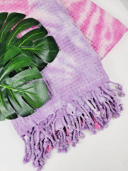 Plaid 100 % coton 40 x 70 tie-dye fait main décoration d'intérieur légère