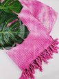 Plaid 100 % coton 40 x 70 tie-dye fait main décoration d'intérieur légère rose