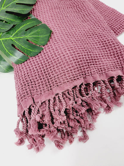 Waffle Towel Lightweight Quick Dry Beach, Bath Towels - Cherry