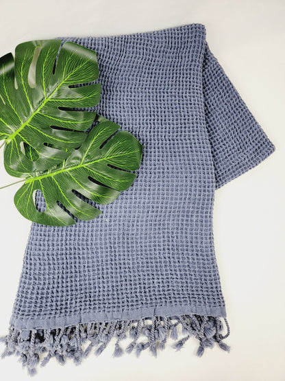 Waffle Towel, Throw Lightweight Quick Dry - Navy