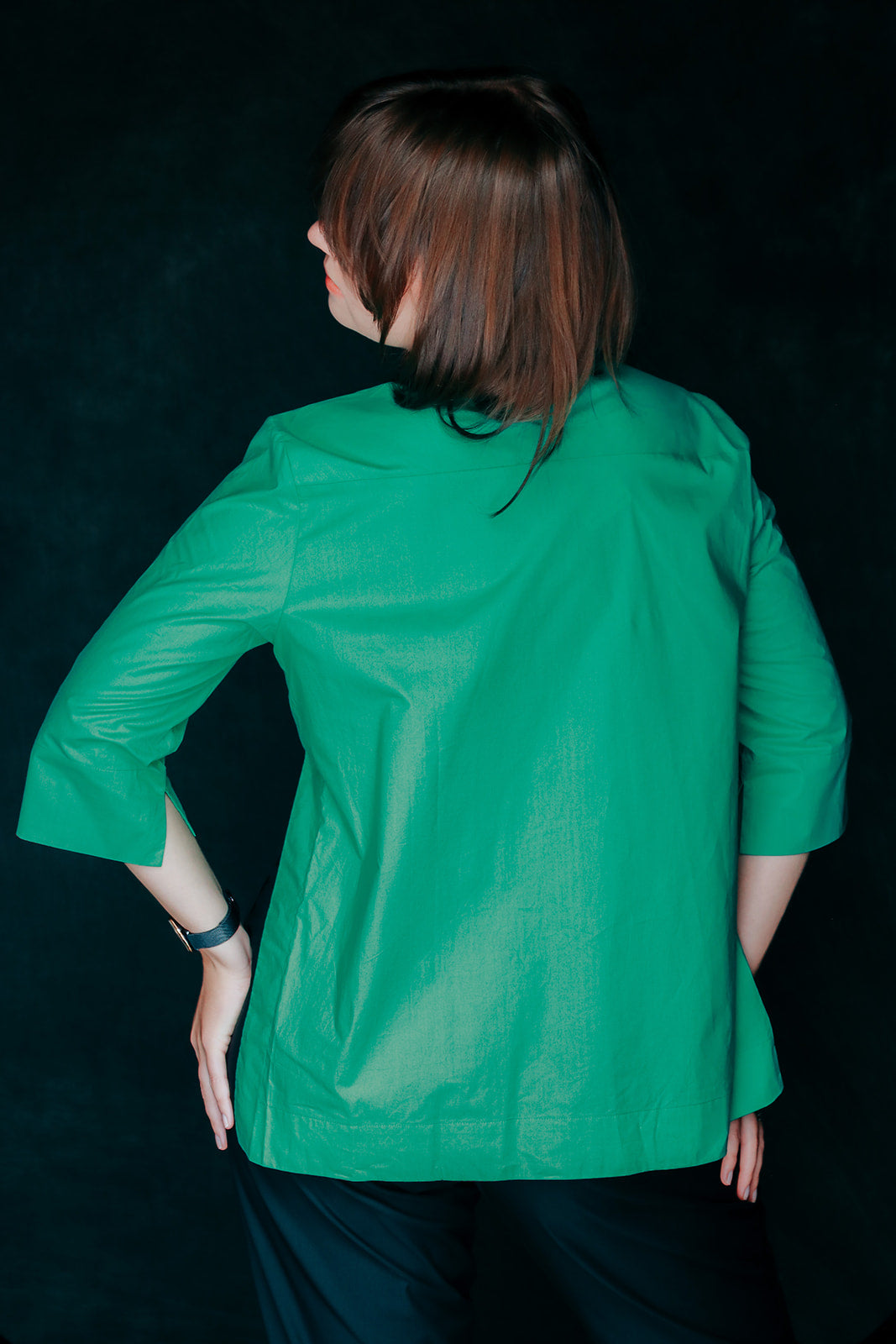 WHITE BLOUSE WITH SHORT FRONT 3/4 SLEEVE - EEBRU