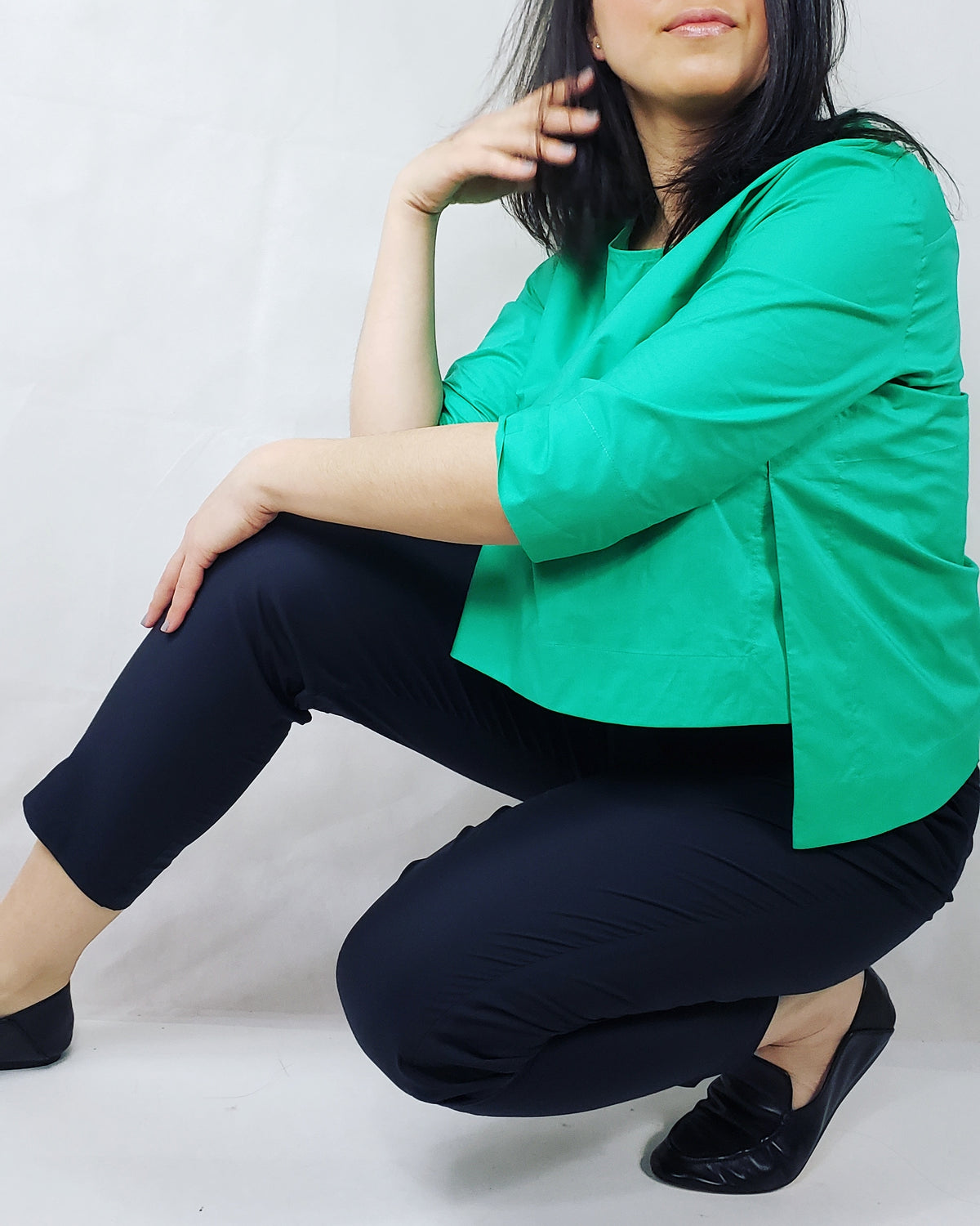 BLOUSE WITH SHORT FRONT 3/4 SLEEVE - EEBRU